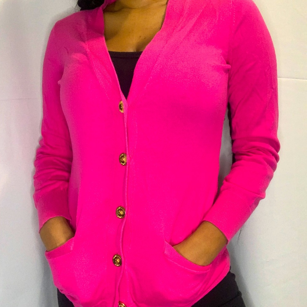 PINK RALPH LAUREN CARIDAN WITH GOLD BUTTONS